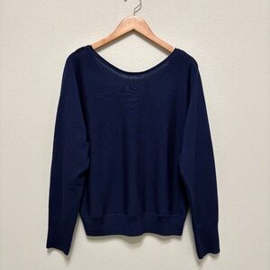 J. Crew Merino Wool Deep V-back Sweater - Navy, XL NWOT